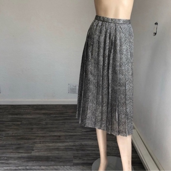 Vintage animal print plated midi skirt cream,black - Picture 2 of 9